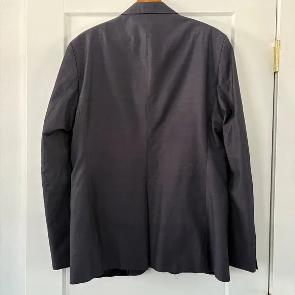 ZARA Man Blazer Jacket Dark Blue Textured 2‎ Button Sport Coat Men Size USA 42 - Picture 2 of 11
